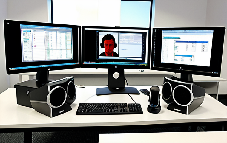 **
A professional translator working at a modern desk with multiple monitors. One screen displays CAT-tool software (e.g., Trados Studio), showcasing a translation memory interface. The desk includes a high-quality headset for interpreting, and reference materials such as dictionaries and legal textbooks are visible. The background is a bright, organized office space. The overall feel is professional, efficient, and technologically advanced. Focus on conveying expertise and precision.
**