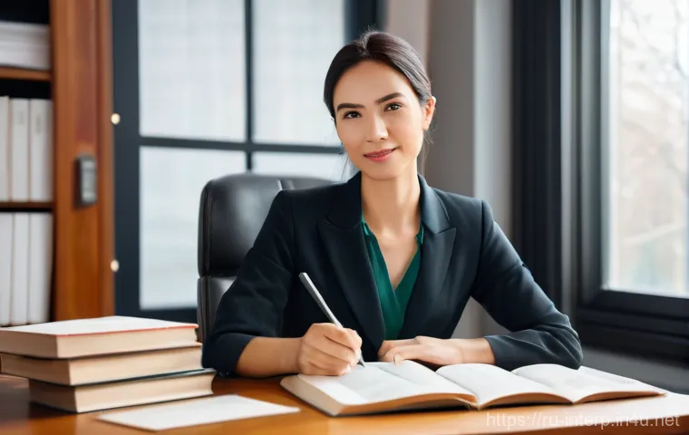 국제통역사 경력 관리 - **Prompt: Expert Legal Translator in a Focused Study**
"A sophisticated and intelligent female f...