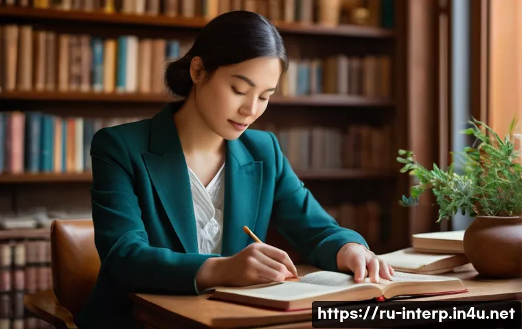 통역사 시험 과목 구성 - **Prompt 1: The Artisan of Language and Culture**
"A female translator, mid-30s, with a thoughtf...