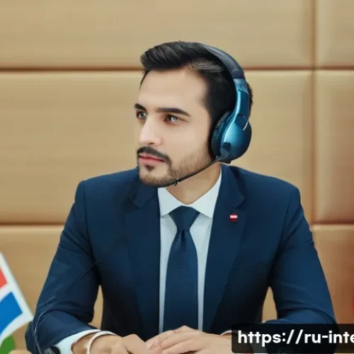 통역사 실무 사례 분석 - A professional interpreter at a high-level diplomatic negotiation table, wearing formal business att...